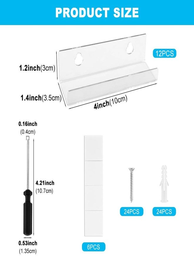 Loyanger 12 Pack Clear Vinyl Record Shelf Wall Mount, 4 Inch Floating Acrylic Album Record Holder Records Shelves for Displaying Daily LP, CD Listening(COLOR:clear) - Image 2
